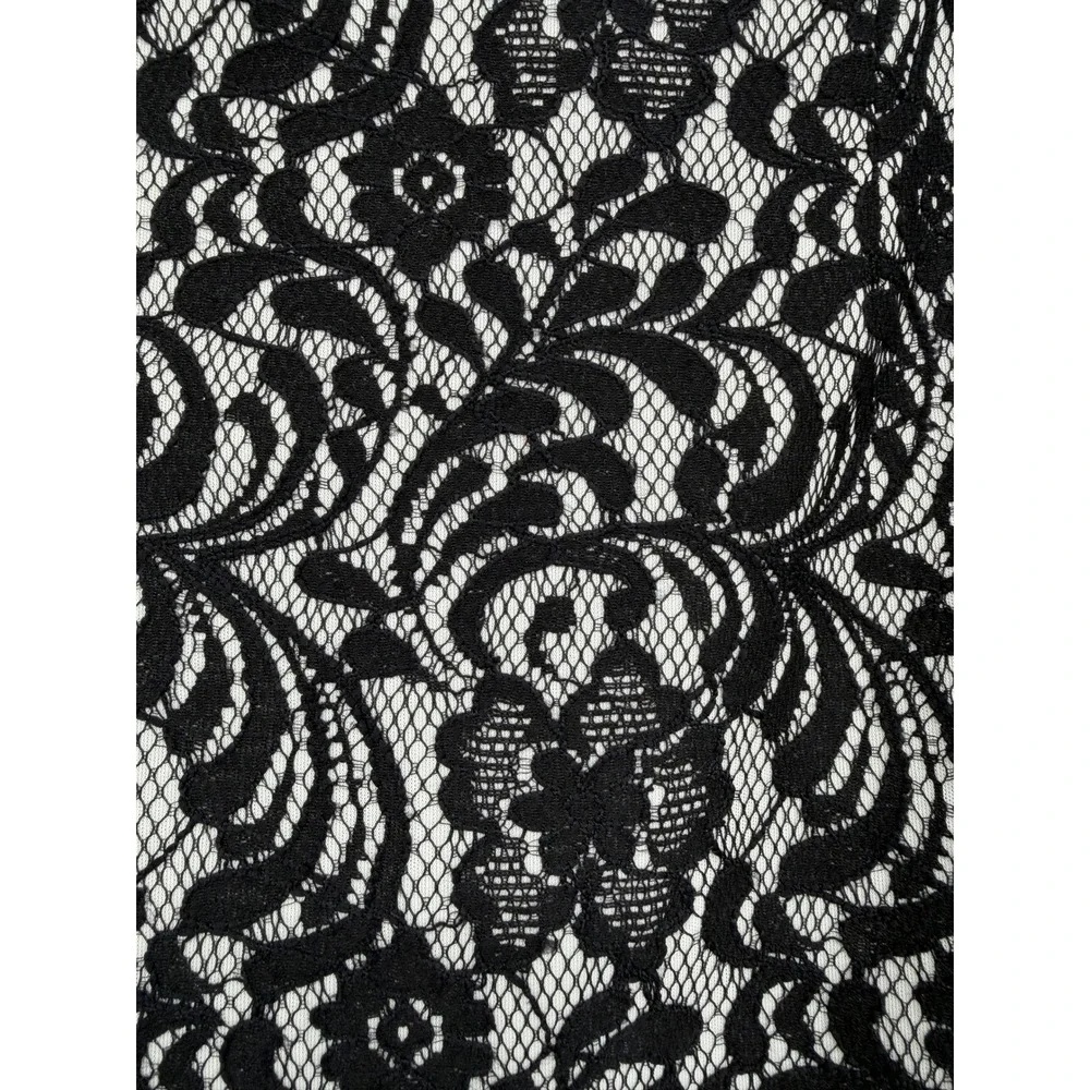 Worthington Womens Black Floral Lace Pencil Skirt Side Panel Size 12 Knee Length